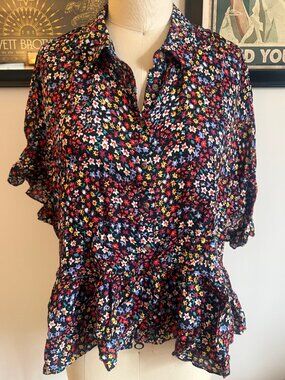 Maeve by Anthropologie Black Floral Blouse